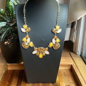 Y2K Leopard and Gold statement bib necklace